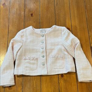 Rachel Zoe Pale Pink Tweed Metallic Jacket Size Girls Size 7 EUC